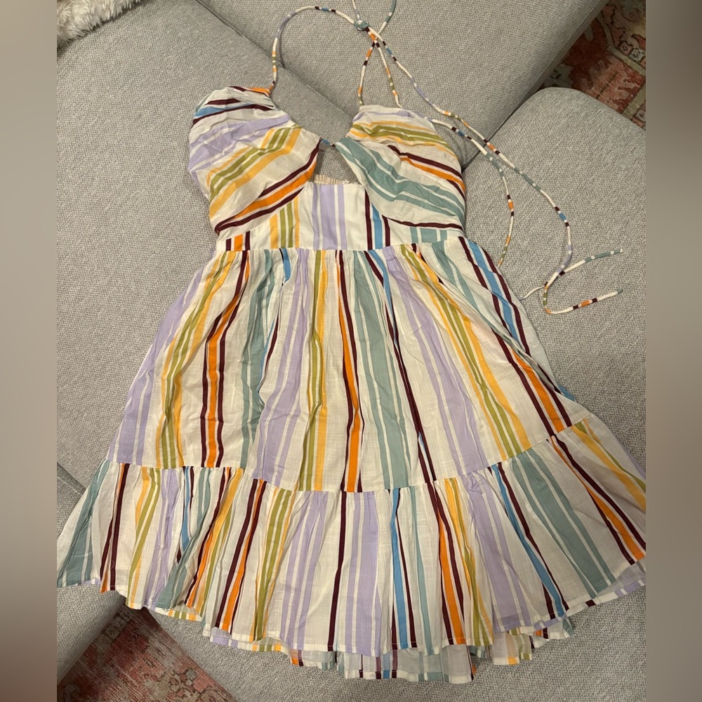 Few Moda Halter Dress, Stripe Multicolor, Medium